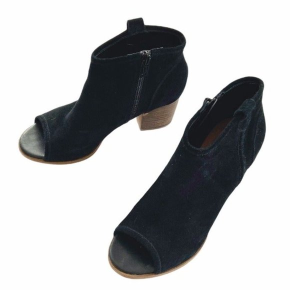 Aldo Black Suede Leather Open Toe Stacked Heel Shoes Heels 6 - Picture 2 of 11